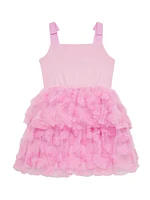 Little Girl's & Square Neck Jersey Tulle Dress