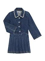 Little Girl's & Embellished Scalloped Denim Jacket