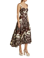 Drenica Palm Drop Waist Midi-Dress