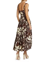 Drenica Palm Drop Waist Midi-Dress