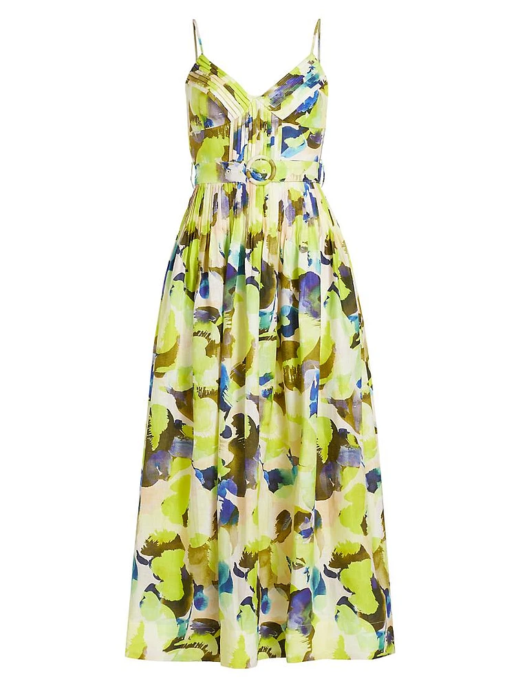 Mireille Floral Belted Midi-Dress