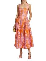 Seraphina Palm Halter Midi-Dress