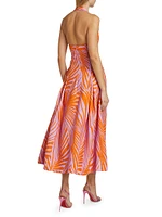 Seraphina Palm Halter Midi-Dress