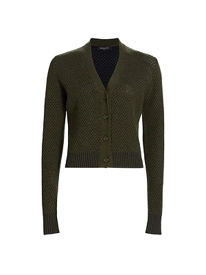 Mesh Wool-Blend Cardigan