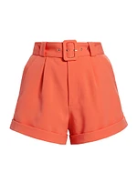 Belen Belted Pleated Crepe Shorts