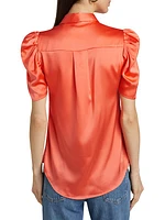 Melinda Short-Sleeve Satin Blouse