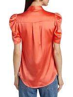 Melinda Short-Sleeve Satin Blouse