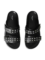 Studded Leather Platform Slides