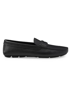 Saffiano Leather Driver Loafers