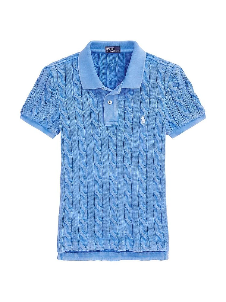 Cable-Knit Polo Shirt