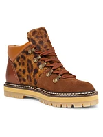Eileen Leopard Leather Lace-Up Boots