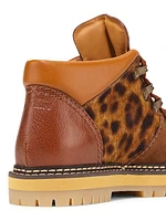 Eileen Leopard Leather Lace-Up Boots