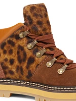 Eileen Leopard Leather Lace-Up Boots