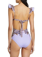 Ottie Paisley Ruffled One-Piece Swimsuit