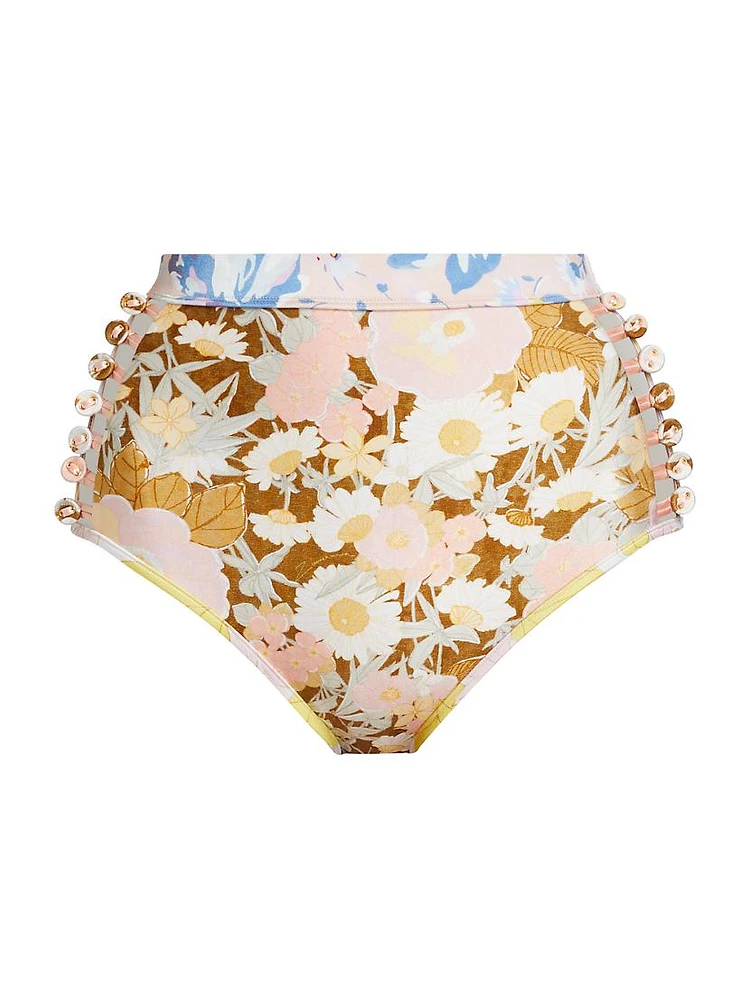 Pop Button High-Waisted Bikini Bottoms