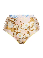 Pop Button High-Waisted Bikini Bottoms