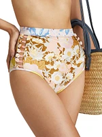 Pop Button High-Waisted Bikini Bottoms