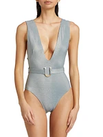 Waverly Lurex Plunge One-Piece Swimsuit