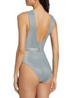 Waverly Lurex Plunge One-Piece Swimsuit