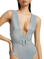 Waverly Lurex Plunge One-Piece Swimsuit