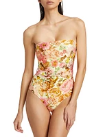 Strapless Belted One-Piece Swimsuit