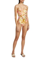 Strapless Belted One-Piece Swimsuit