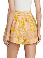 Golden Floral Silk Shorts