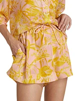 Golden Floral Silk Shorts