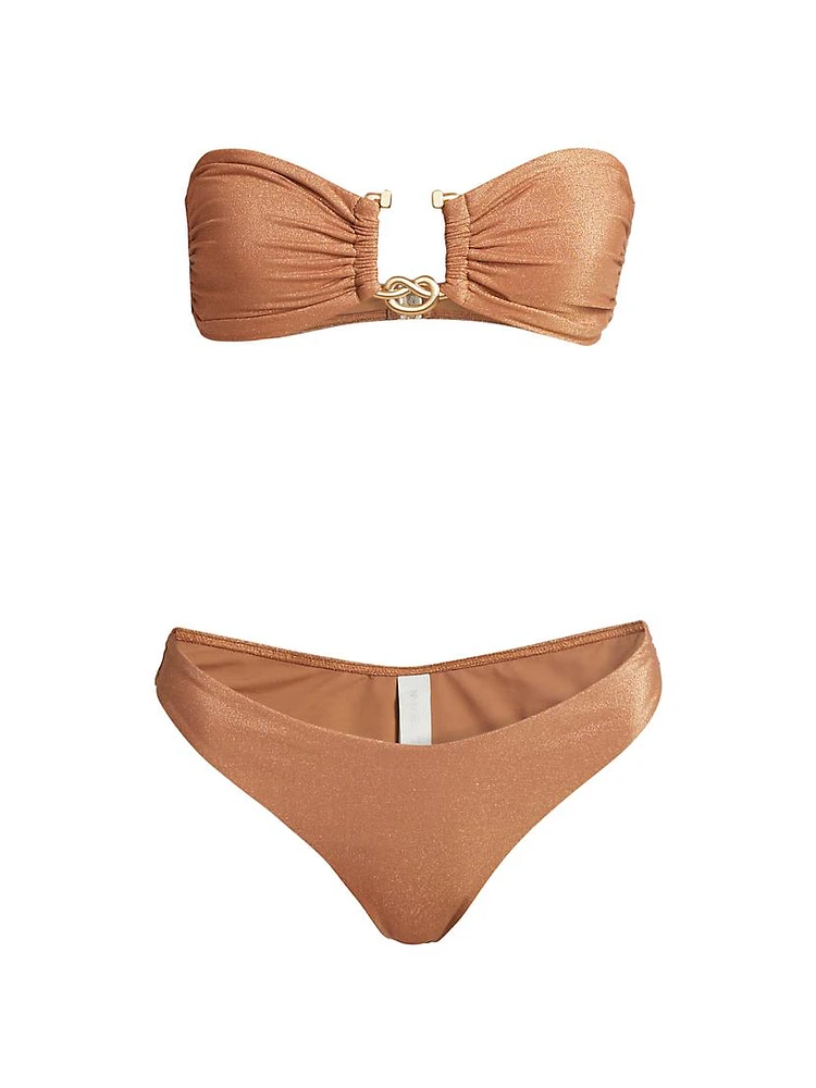 Ottie Lurex Knot Trim Bikini