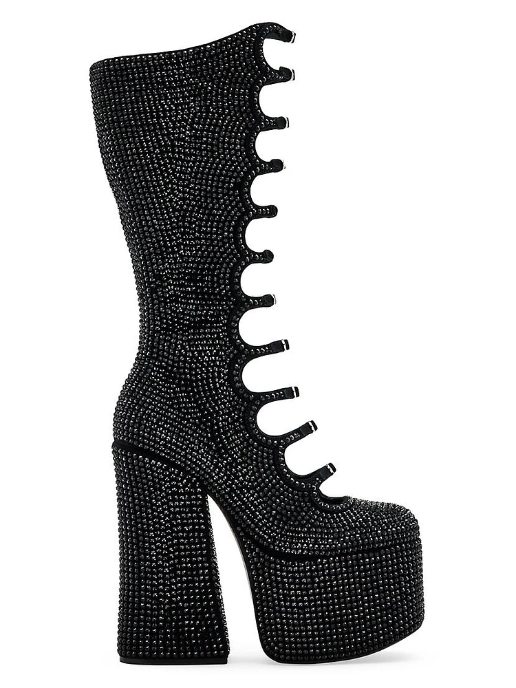 Kiki 160MM Crystal-Embellished Suede Boots