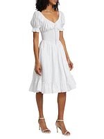 Luciana Cotton Smocked Midi-Dress