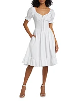 Luciana Cotton Smocked Midi-Dress