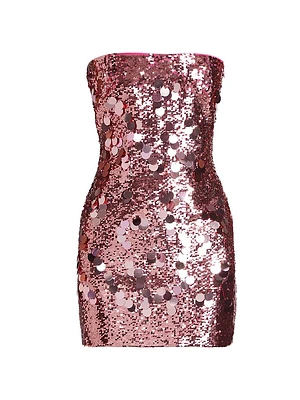 Sequined Strapless Tube Minidress