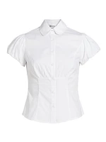 Liana Shirred Puff-Sleeve Shirt