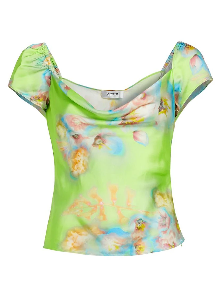 Pienza Floral Cowlneck Top