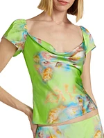 Pienza Floral Cowlneck Top