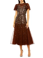 Embellished Tulle Midi-Dress