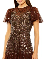 Embellished Tulle Midi-Dress