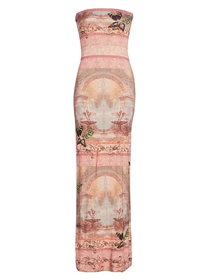 Delora Butterfly Strapless Maxi Dress