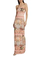 Delora Butterfly Strapless Maxi Dress