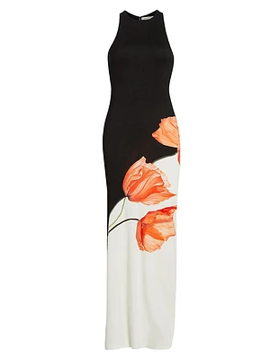 Pania Two-Tone Floral Column Dress