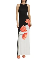 Pania Two-Tone Floral Column Dress