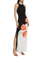 Pania Two-Tone Floral Column Dress