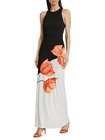 Pania Two-Tone Floral Column Dress