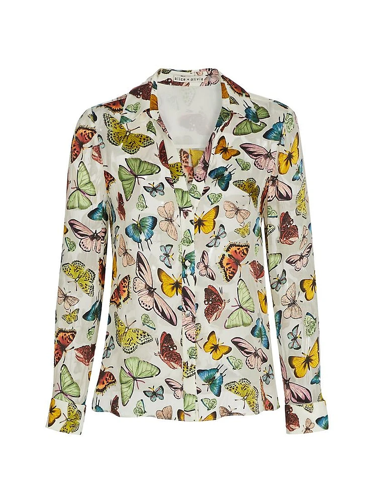 Eloise Butterfly Silk-Blend Blouse