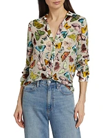 Eloise Butterfly Silk-Blend Blouse