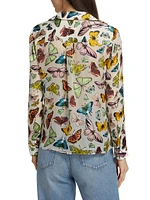 Eloise Butterfly Silk-Blend Blouse