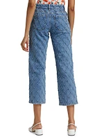 Weezy Faux-Pearl Quilted Cropped Jeans