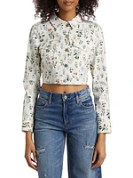 Nelson Floral Cropped Denim Jacket