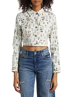 Nelson Floral Cropped Denim Jacket